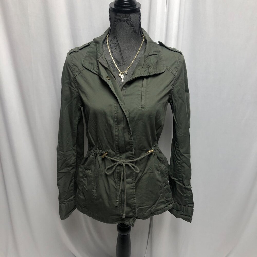 ANA Jacket Womens Size Small Army Green Zippered Cotton Military Lightweight